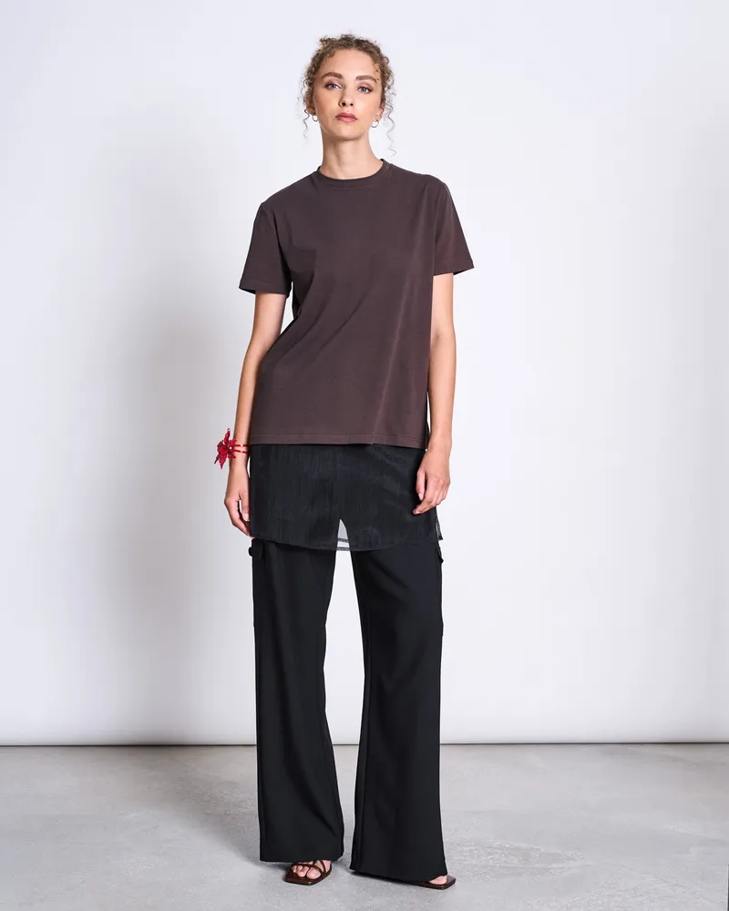 JAN N JUNE JAN N JUNE Damen vegan T-Shirt Gebürstet Boy Mud, Braun, – Produktbild 1 von 2