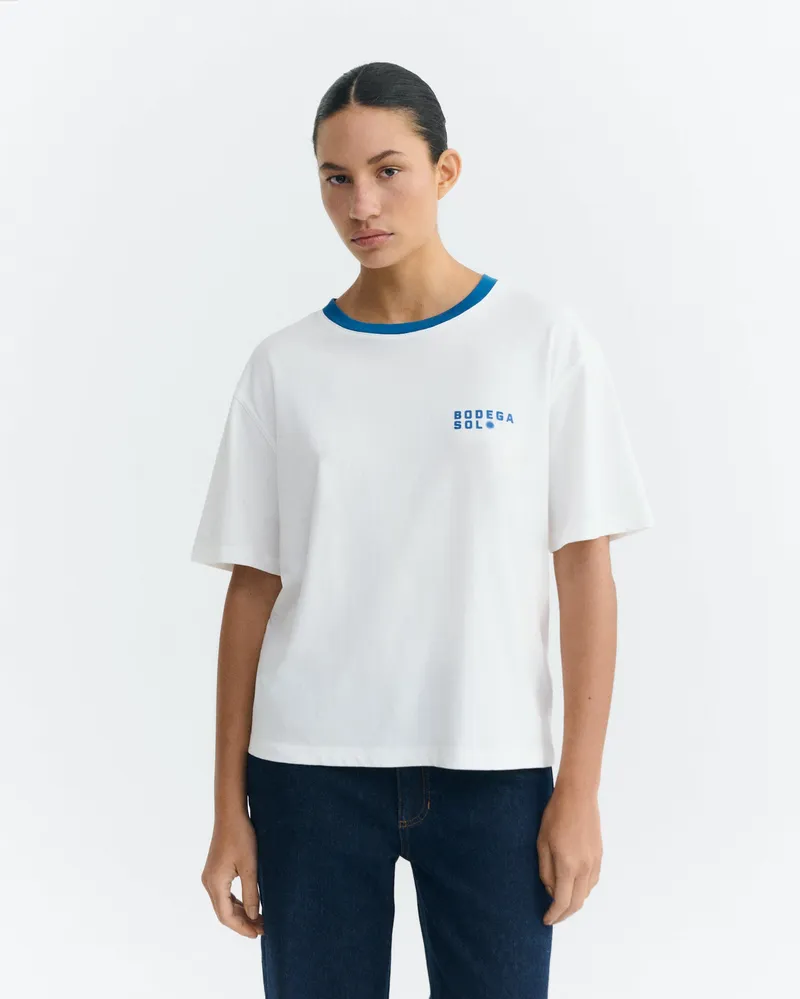 thinking mu Thinking MU Damen vegan T-Shirt Lucia Winery Kontrast Blau/ Weiß, Weiß, – Produktbild 1 von 2