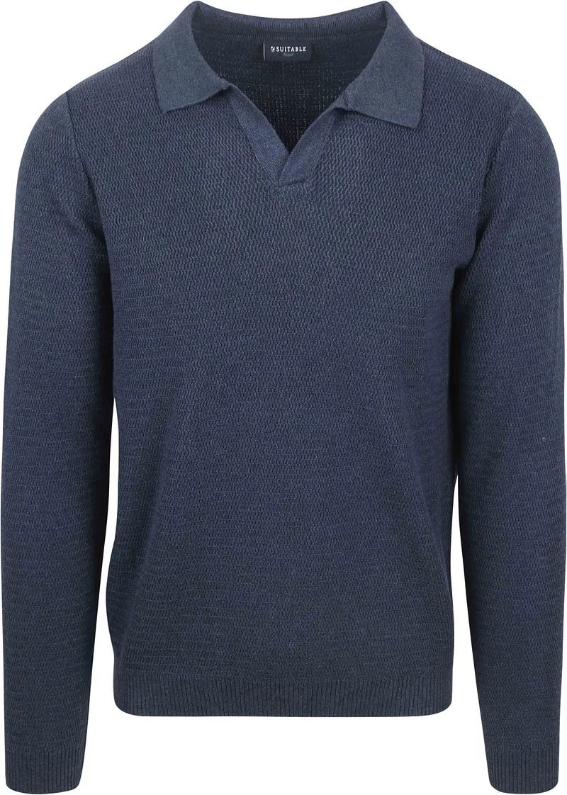 Suitable Suitable Pullover Riva Structure Melange Marine - Größe XL, Dunkelblau, – Produktbild 1 von 5