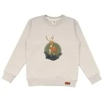 Walkiddy Kinder Sweatshirt GOTS zertifiziert Bio-Baumwolle Beige Hirschmotiv Rundhals bequem – Walkiddy – Produktbild 1 von 1