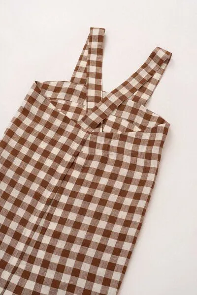 AmourLinen AmourLinen Leinen-Schürze, Mokka gingham, – Produktbild 1 von 2
