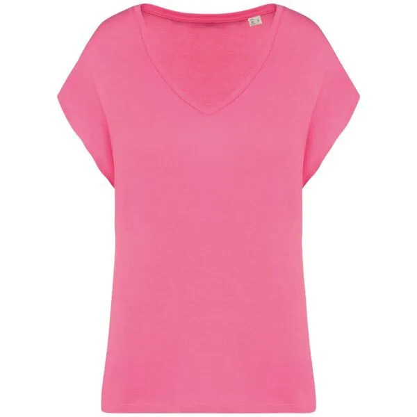 Greenspired Greenspired Umweltfreundliches Loose Damen-T-Shirt mit V-Ausschnitt 130g/m S- L, Rosa, – Produktbild 1 von 2