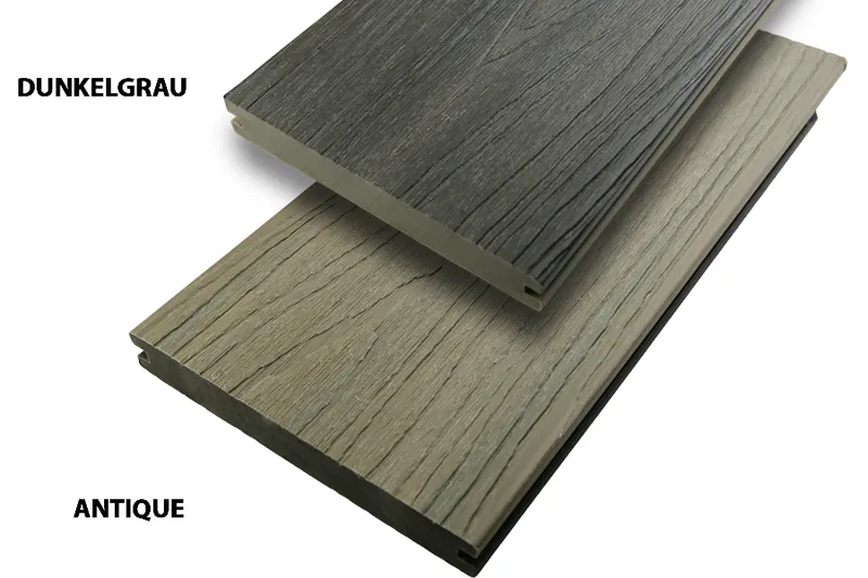 woodstore24 WPC coextrudiert Bi-Colour Massivdiele, 20 (S) x 143 (B) mm, in dunkelgrau-antique, 3D Holzoptik, Länge: 4,00 m – Produktbild 1 von 1