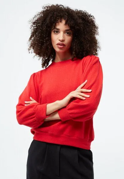 Givn Berlin Givn Berlin Sweater GBCLOUDY aus recycelter Baumwolle mit Puffärmeln, Racing red, – Produktbild 2 von 4