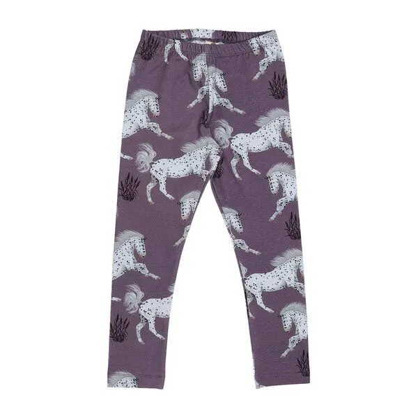 Walkiddy Kinder Leggings Schimmel Bio-Baumwolle – GOTS-zertifizierte Walkiddy Stretch-Hose mit Pferde-Print, weich, bequem & ideal für Alltag und Kita, Lila, – Produktbild 1 von 2