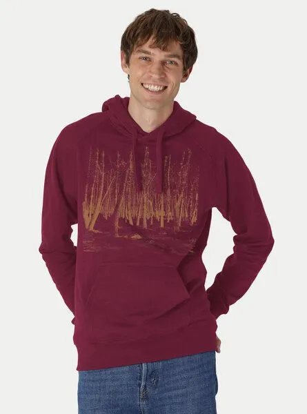 Peaces.bio - handbedruckte Biomode Peaces.bio - handbedruckte Biomode Hoodie Woodland Herren, Bordeaux, – Produktbild 2 von 2