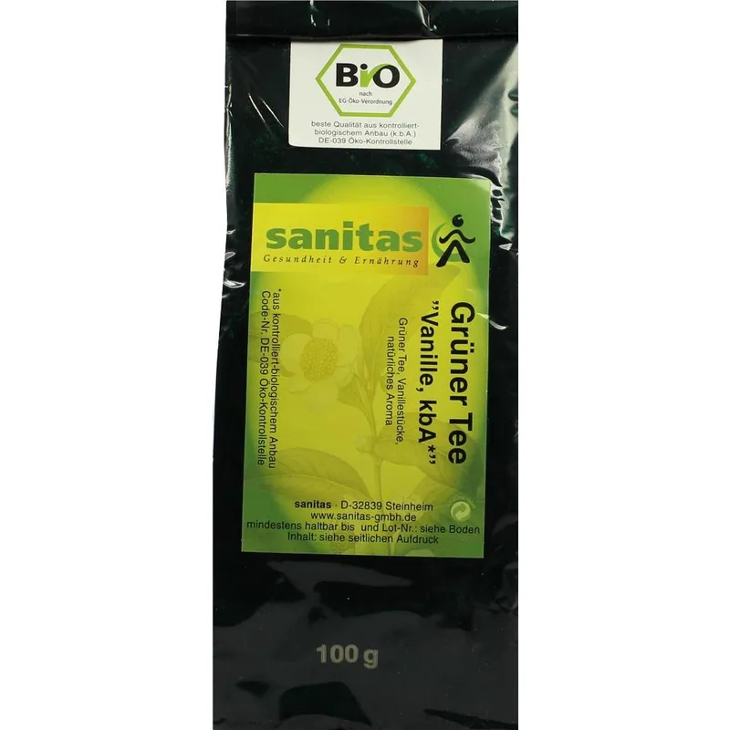 sanitas GRÜNER TEE Vanille kbA 100 g Tee – Produktbild 1 von 1