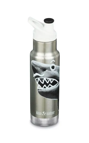 Klean Kanteen Klean Kanteen Isolierflasche Kid Kanteen Classic Narrow VI Trinkflasche mit Sport Cap 355ml, Silber (mr. shark), – Produktbild 2 von 3