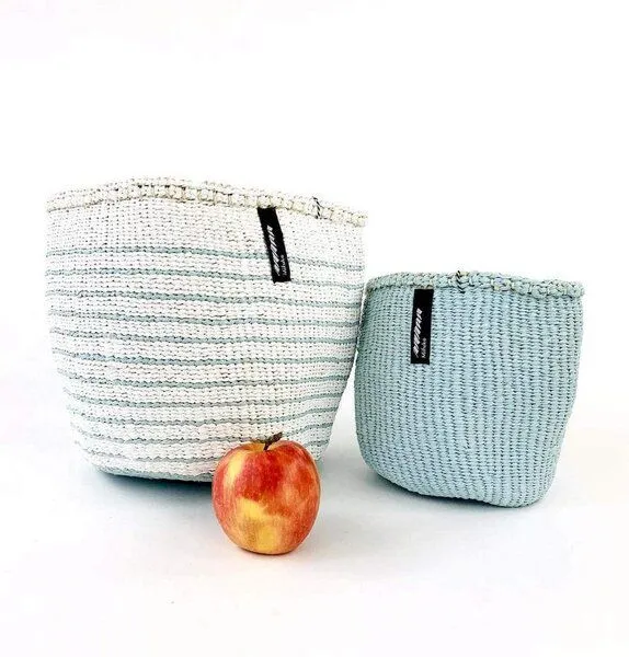 Mifuko KIONDO Körbe S - Sisal Aufbewahrungs- & Pflanzkorb - Upcycling by Mifuko, Blau, – Produktbild 3 von 3