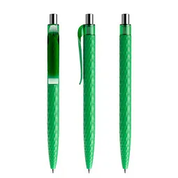 prodir prodir® Druckkugelschreiber QS01 PMT Push, blaue Mine, hellgrün/silber poliert, Silber / hellgrün, – Produktbild 1 von 1