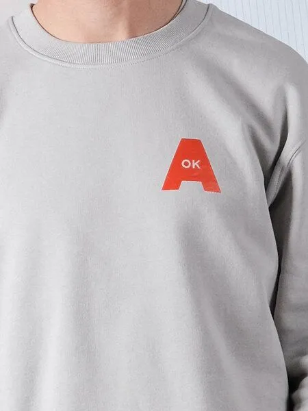 FANTASTIC REALITY STUDIOS Fantastic Reality Studios A-OK Sweatshirt – Bio-Baumwolle, Unisex, Grau, – Produktbild 3 von 4