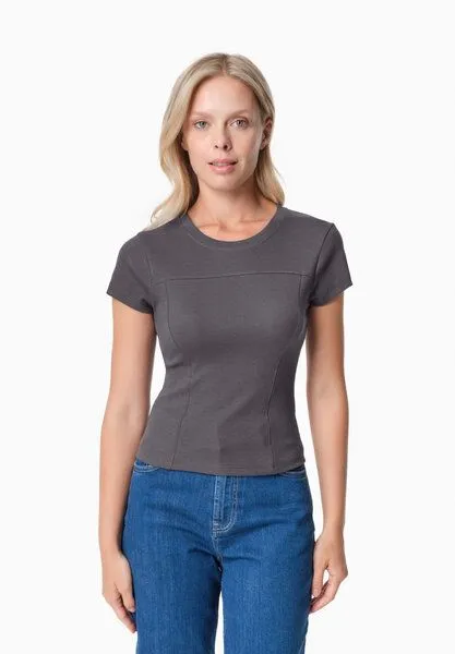 ORGANICATION ORGANICATION TILLDA | Rib T-Shirt aus TENCEL Modal und Bio-Baumwolle, Shadow, – Produktbild 1 von 4