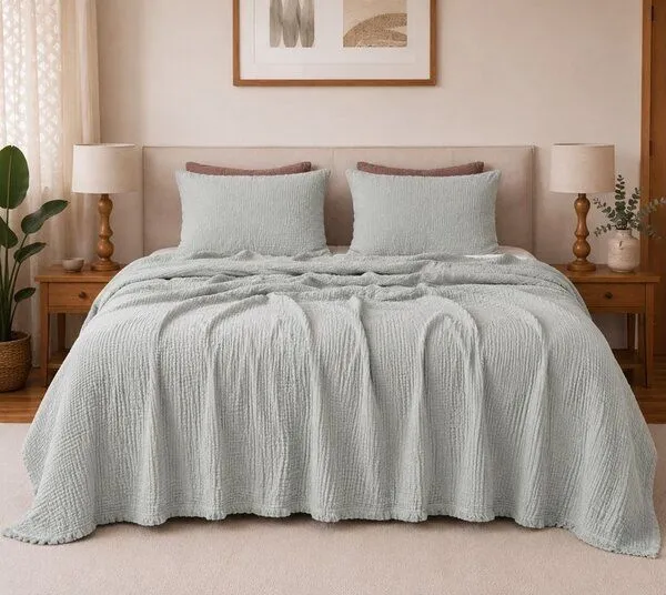 Sandiik Sandiik Musselin- Decke Classic aus Bio-Baumwolle 2 Größen, Braun, – Produktbild 3 von 4
