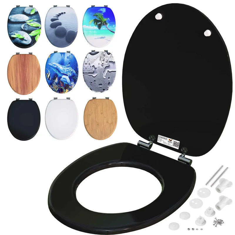 Casaria® Toilettensitz Schwarz mit Absenkautomatik, Schwarz, – Produktbild 1 von 2