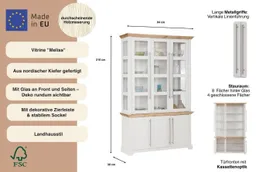 OTTO home Vitrine Melissa aus massiver Kiefer, FSC® zertifiziert, Breite 132 cm – Produktbild 1 von 1