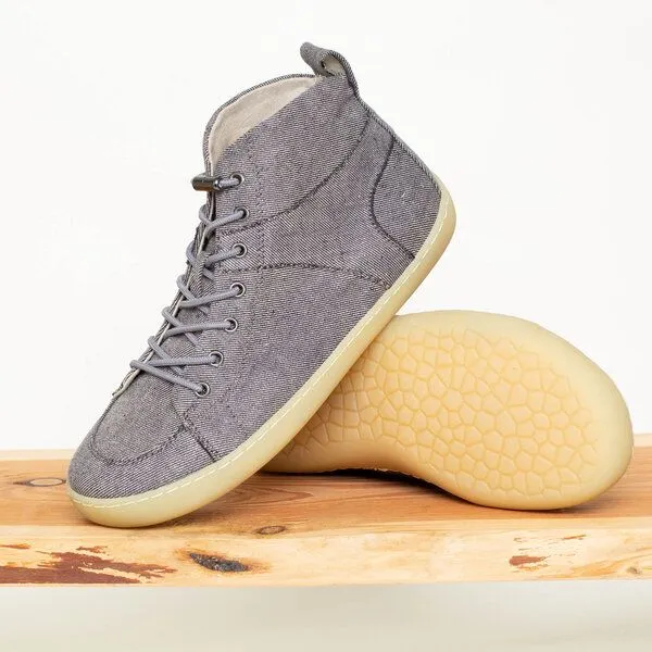 nahtur-design nahtur-design Barfußschuhe aus Bioleinen oder Loden, knöchelhoch, unisex, Blaugrau, – Produktbild 3 von 5