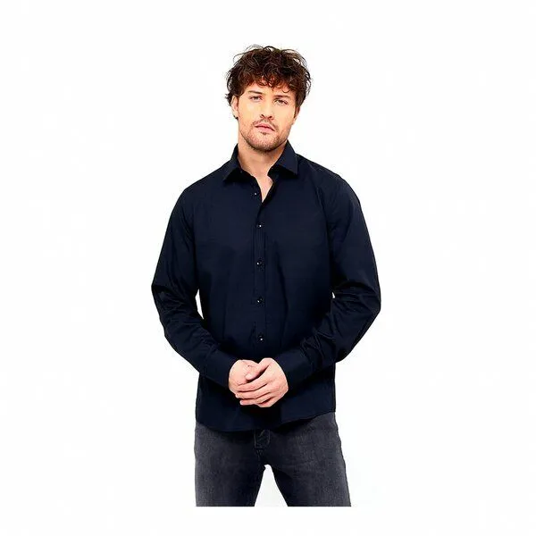 BUFFON ITALY BUFFON ITALY Herren Business Hemd Bio-Baumwolle weiss schwarz Classic Fit Slim Fit, Schwarz, – Produktbild 1 von 5