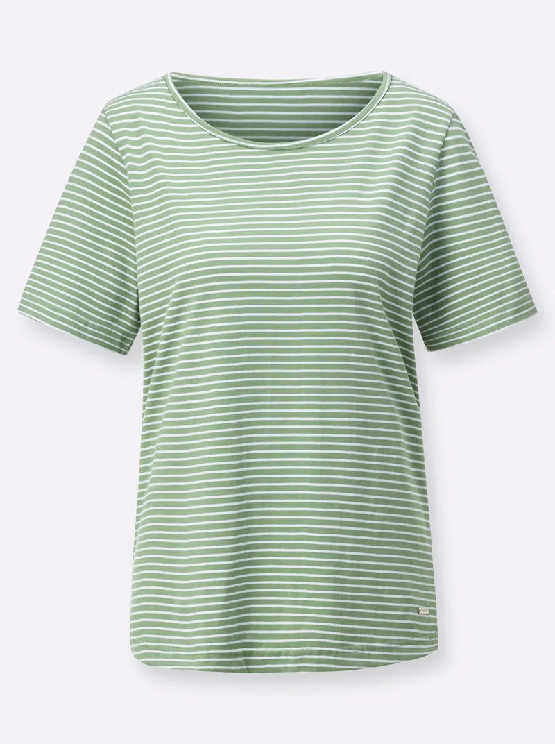 Witt Ringelshirt eucalyptus-ecru-geringelt, Eucalyptus-ecru-geringelt, – Produktbild 1 von 2