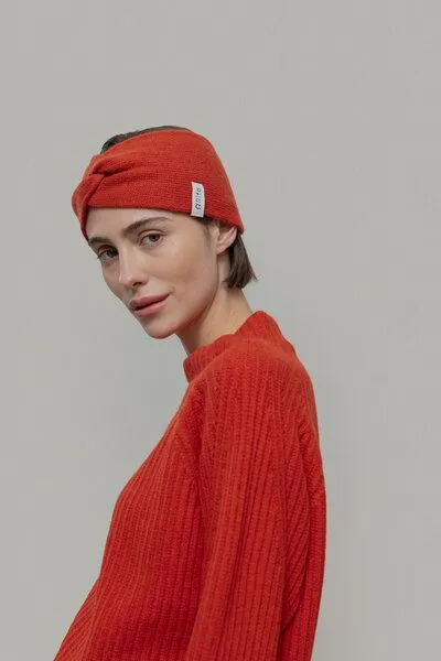Rifò - Circular Fashion Made in Italy Rifò - Circular Fashion Made in Italy Strinband Nadia aus Recycelter Kaschmirwolle, Orange, – Produktbild 1 von 2