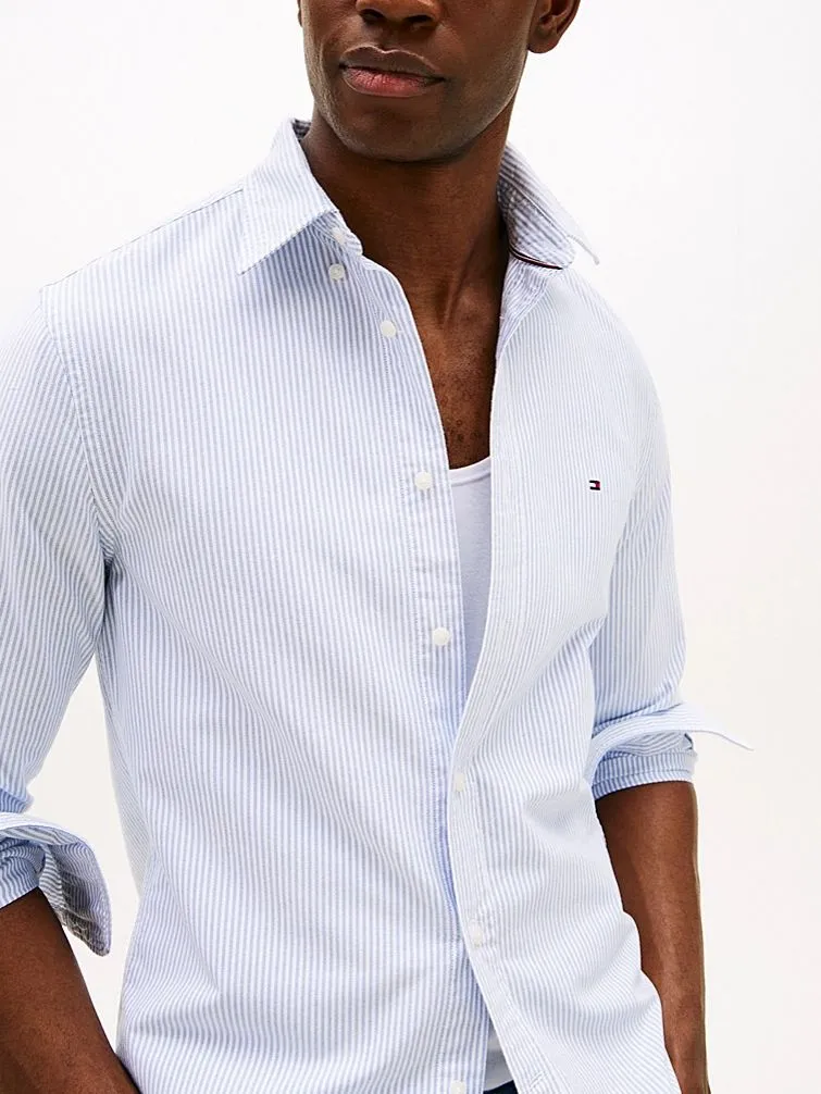 Tommy Hilfiger Tommy Hilfiger Oxford Hemd Streifen Hellblau - Größe M, Hellblau, – Produktbild 3 von 5