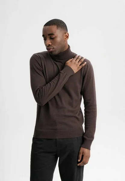 MELA Feinstrick Rollkragenpullover KANJA | von MELA | Fairtrade & GOTS zertifiziert, Dunkelbraun, – Produktbild 1 von 4