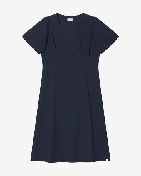 MATONA Matona Midikleid | V-Neck Dress | aus Bio-Baumwolle | GOTS-zertifiziert, Navy, – Produktbild 4 von 4