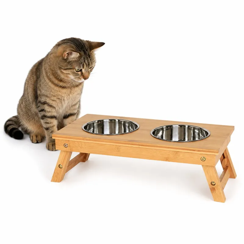 Lionto Lionto Futterstation für Katzen aus Bambus – Produktbild 1 von 2