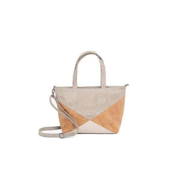 Kork-Deko Kork-Deko Großer Kork-Shopper grau/beige/weiß – vegan, geräumig & handgefertigt – Produktbild 1 von 8