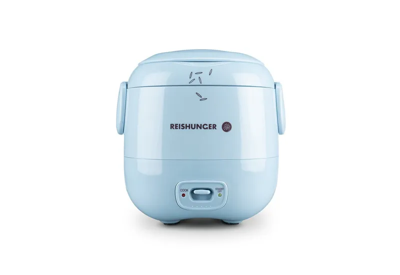 Reishunger Reishunger Reiskocher Mini – 0,3 L– Keramikbeschichtung – 2 Portionen – in 4 Farben, 120 W, Handliche Größe für kleine Haushalte und unterwegs, Blau, – Produktbild 1 von 5