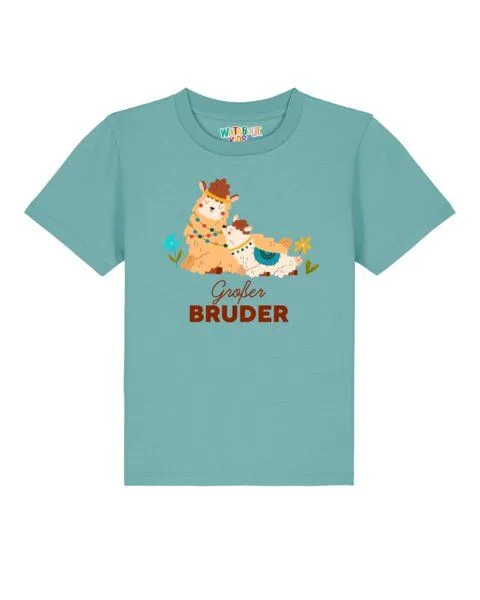 watabout.kids watabout.kids T-Shirt Kinder Lama Großer Bruder, Teal monstera, – Produktbild 1 von 2