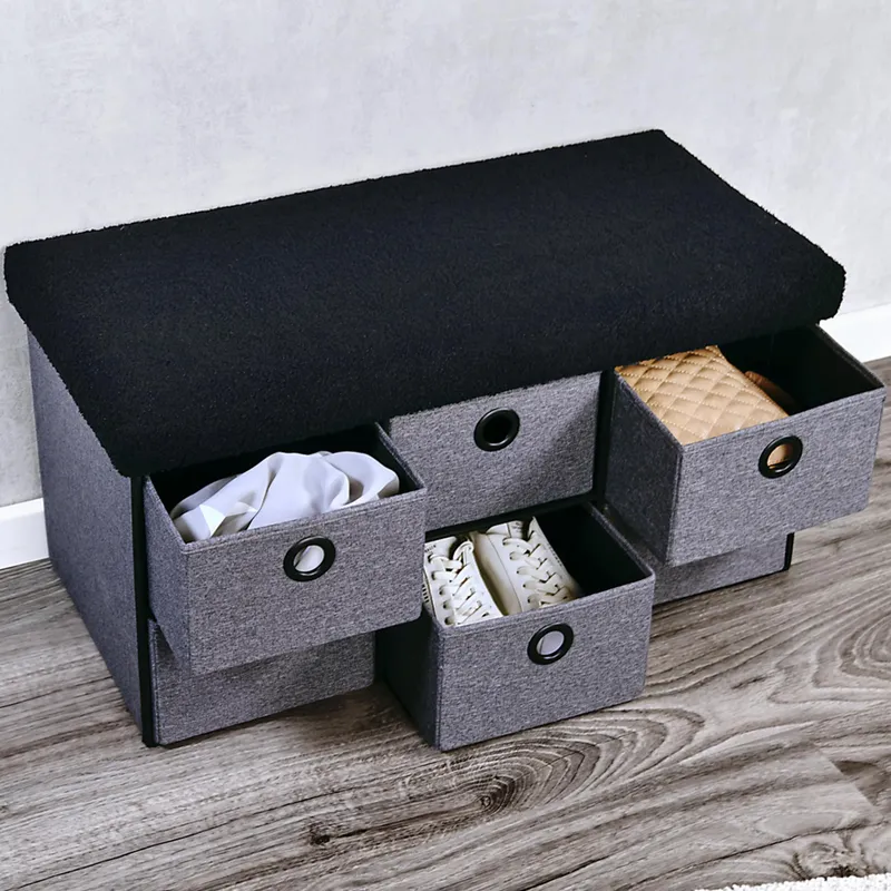 Kesper Sitzbank mit Aufbewahrungsboxen, Grau | schwarz, – Produktbild 3 von 4