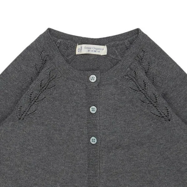 Sense Organics sense-organics Strickjacke HURIT mit Ajourmuster in dunkelgrau von Sense Organics GOTS – Produktbild 2 von 3