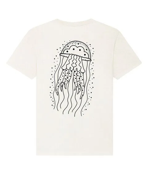 vis wear vis wear Qualle - Göttin im Ozean - Unisex T-Shirt - Recycled Bio Baumwolle, Schwarz meliert, – Produktbild 2 von 2