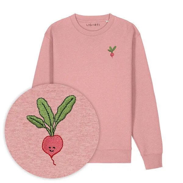 LIGARTI Bestickter Pullover – Radieschen – LIGARTI Tiermanufaktur, Altrosa, – Produktbild 1 von 3