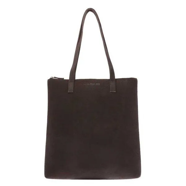 MoreThanHip MoreThanHip Shopper Tasche aus mattem Öko-Leder - Livia, Dunkel graubraun, – Produktbild 1 von 4