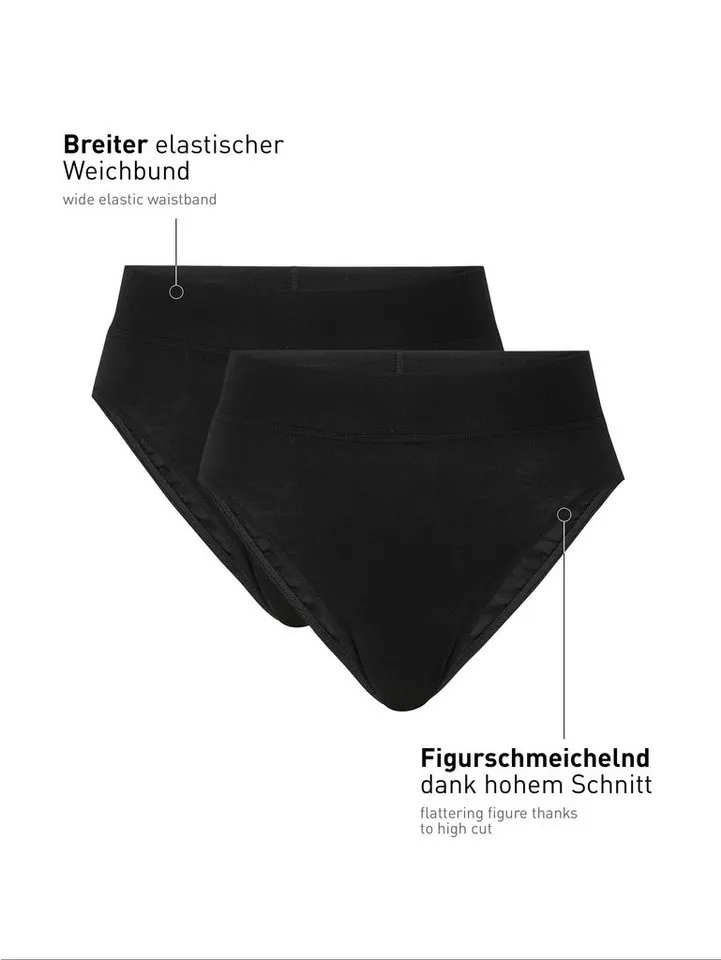 CALIDA CALIDA High-Waist-Slip Elastic Duopack (2er Pack) breiter Softbund, elastisch, atmungsaktiv, weich, Schwarz, – Produktbild 5 von 5