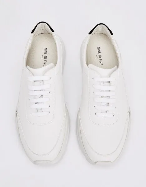 NINE TO FIVE NINE TO FIVE #florida - veganer Runner, minimalistischer Damen Sneaker, White micro, – Produktbild 3 von 4