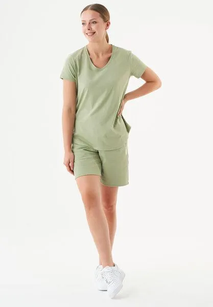 ORGANICATION ORGANICATION Damen ESSENTIALS-SHEYMA- Shorts aus Bio-Baumwolle, Sage green, – Produktbild 2 von 3