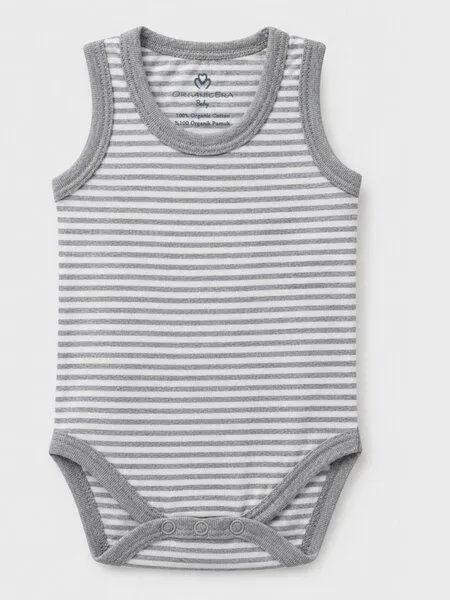 OrganicEra OrganicEra Bio-Ärmellose Babybodys für Neugeborene, 2er-Set, Grey melange (grau), – Produktbild 3 von 3