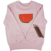 MelaDi Meladi Kinder Sweater aus Biobaumwolle - Melone auf Light Pink – Produktbild 1 von 1