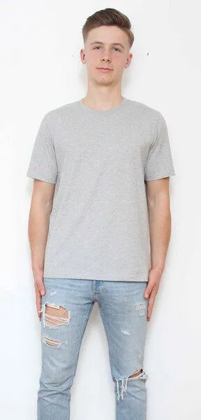 YTWOO YTWOO Herren schweres Bio T-Shirt. Männer Premium Basic Shirt. Heavy Cotton, Heather grey, – Produktbild 3 von 3