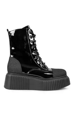 Altercore Altercore Damen vegan Stiefeletten Dalia Schwarz Lack – Produktbild 1 von 1