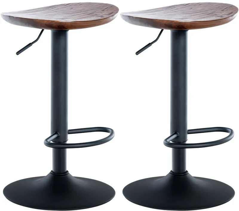 CLP CLP Barhocker Skelde (Set, 2er), höhenverstellbar, Massivholz-Sitz, Braun, – Produktbild 1 von 5
