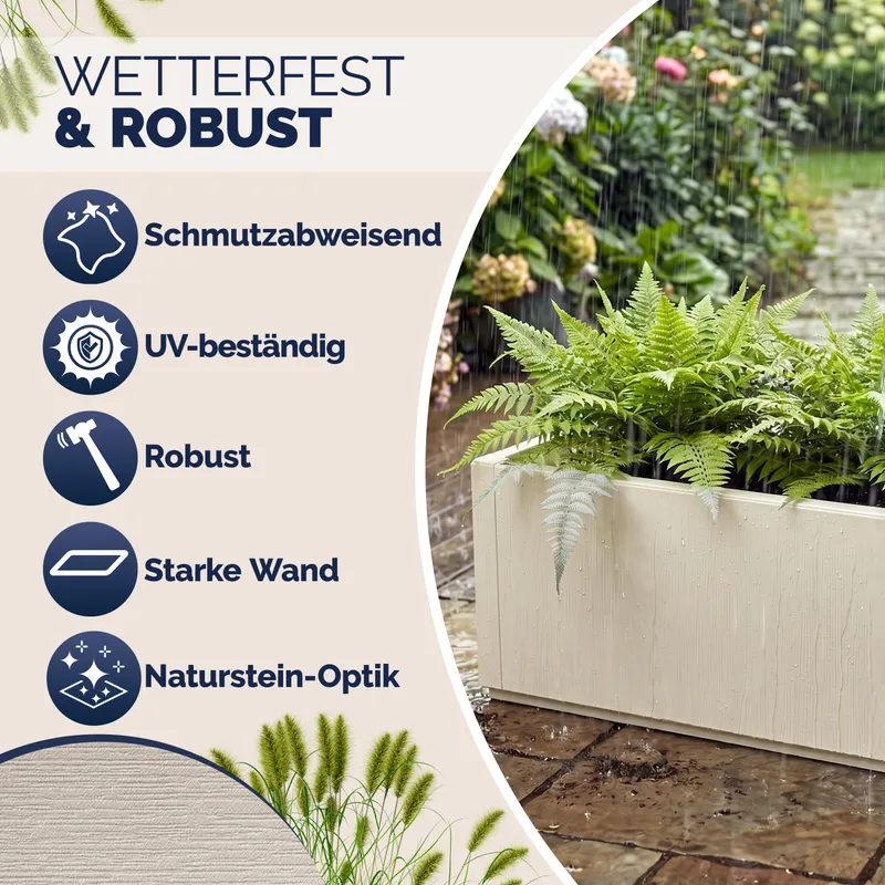 Casaria® Blumentopf Ethica Kreideweiß Kunststoff 80x36x36cm – Produktbild 2 von 2