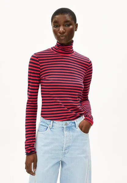 ARMEDANGELS ARMEDANGELS GRAZILIANAA STRIPES Damen Longsleeve aus Bio-Baumwolle, Tinted navy-candy apple, – Produktbild 1 von 4