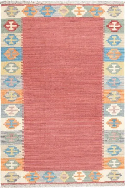 Rugtales Kelim Gashgai Rot „Rugtales“ aus Schurwolle, 102x150 cm, Rot, – Produktbild 3 von 4