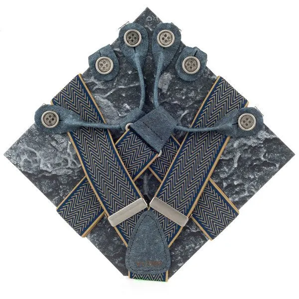 klYmp klYmp Hosenträger classic zig-zag vegan, Gold-blau, – Produktbild 1 von 4