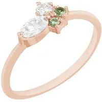 Eppi Eppi Zarter Ring mit Moissaniten und Tsavorit-Granaten Lowri, Rosa, – Produktbild 1 von 1