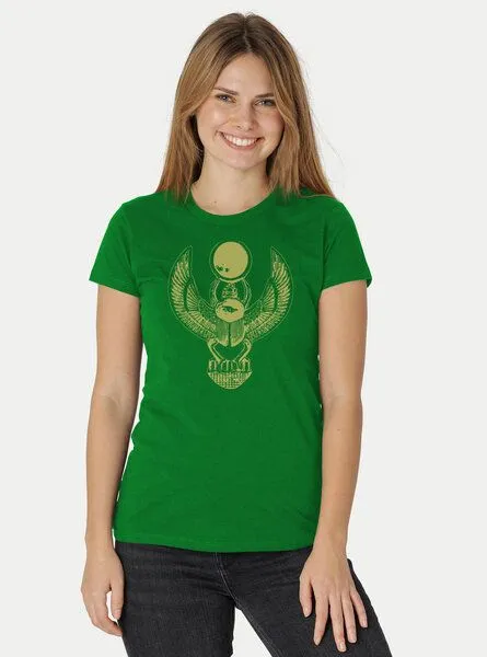 Peaces.bio - handbedruckte Biomode Peaces.bio - handbedruckte Biomode Damen Fit T-Shirt Cheper, Grün, – Produktbild 2 von 2
