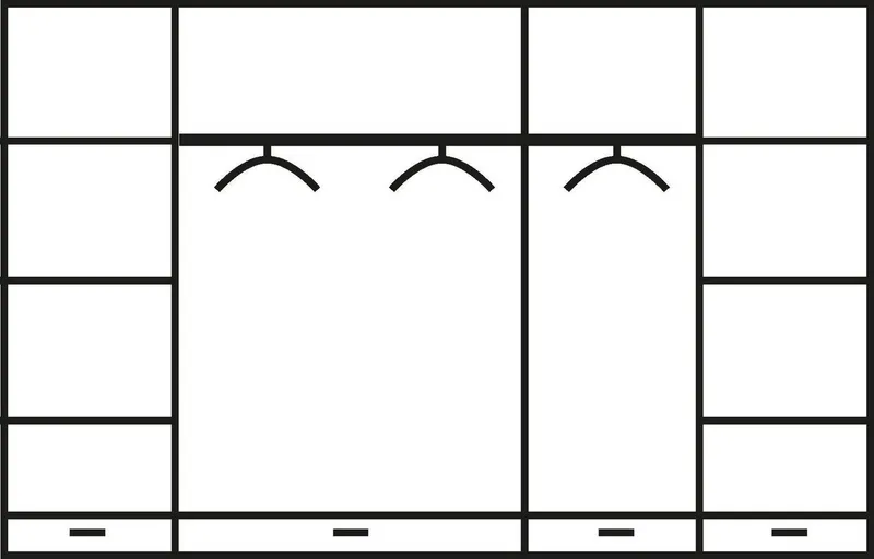 OTTO home Schiebetürenschrank Konrad, Landhausstil, rustikal, mit Schubladen + Spiegel, Kassetten (B/H/T ca. 249 cm x 207 cm x 64 cm) massive Kiefer, FSC®-zertifiziert, Messinggriffe, Weiß, – Produktbild 6 von 6